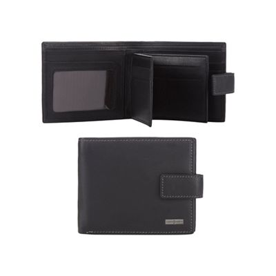 Black leather swing tab wallet